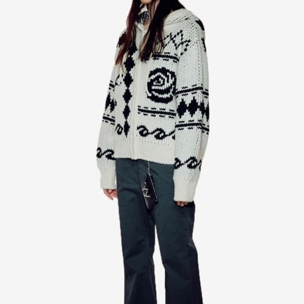 ROSE & DEER JACQUARD KNIT JACKET