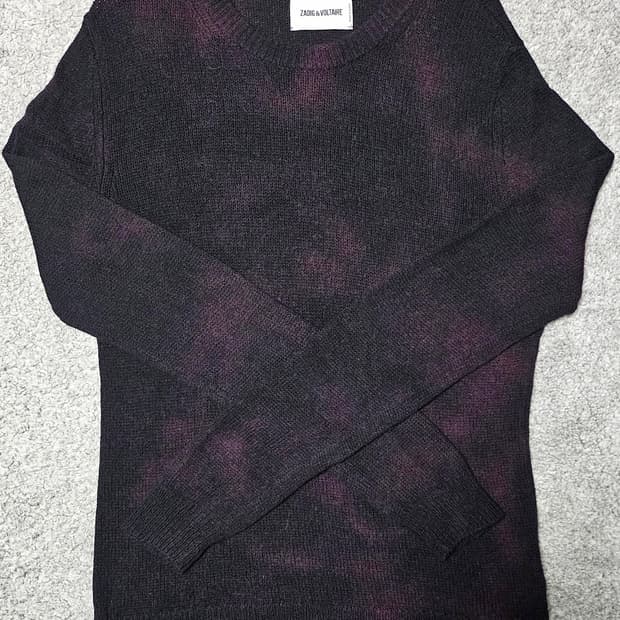 ZADIG&VOLTAIRE 자딕앤볼테르 블랙/퍼플 울캐시 니트