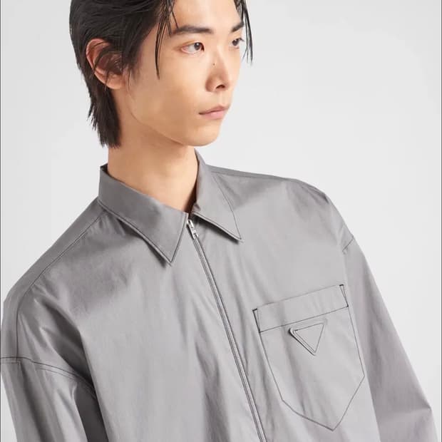 (새상품) 프라다 스트래치 코튼 셔츠 자켓 그레이 M