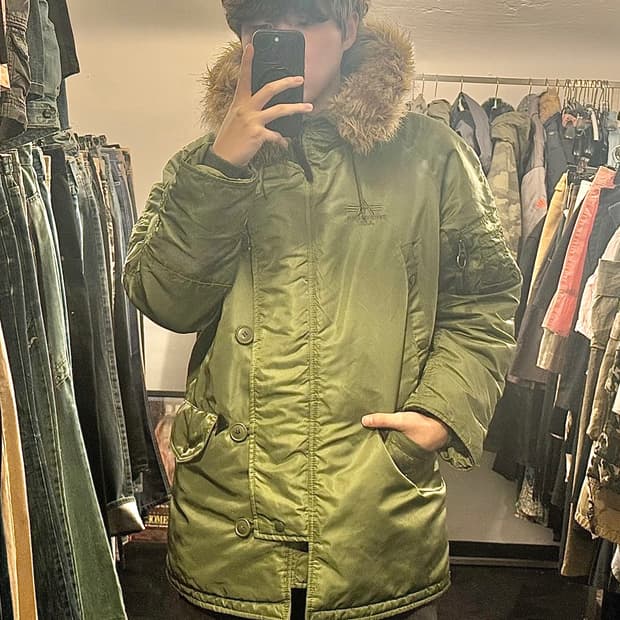 알파인더스트리 N-3B 하이넥 야상 누빔 밀리터리 워크 피쉬테일 털 M