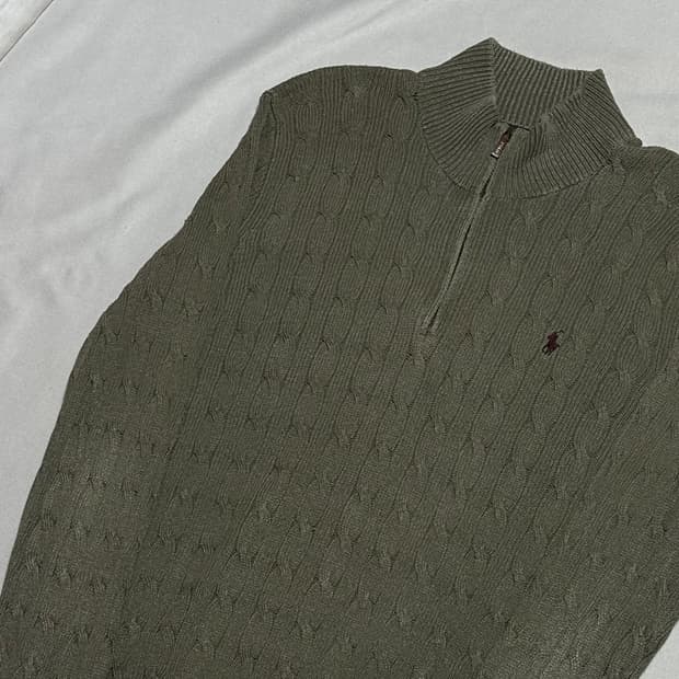 L 폴로랄프로렌 케이블 하프 반집업 니트