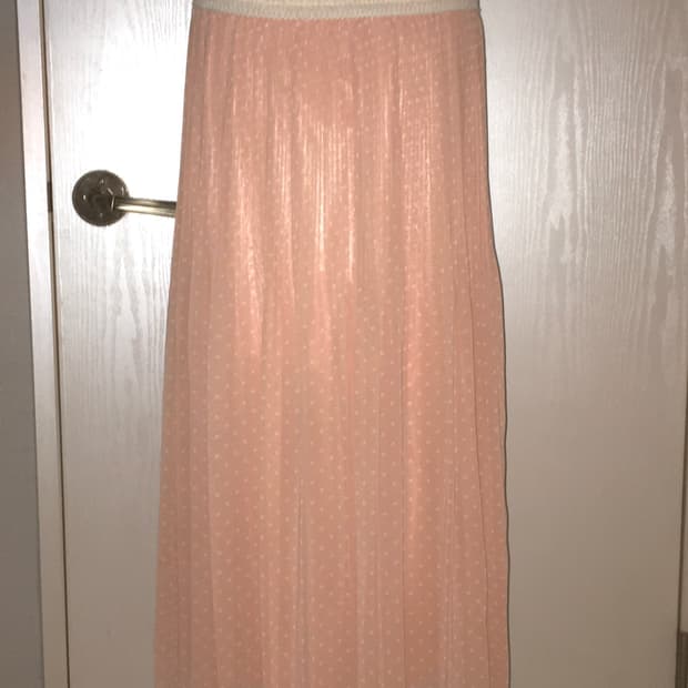 peach dot chiffon long skirt