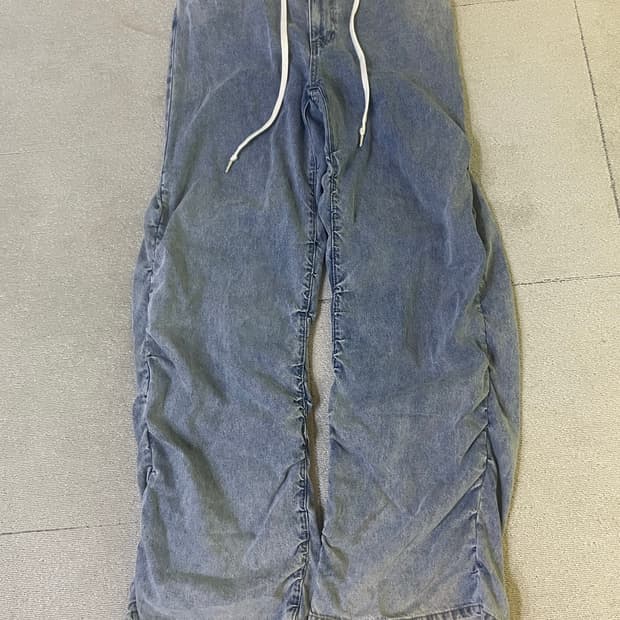 우영미 블루 셔링 팬츠 48