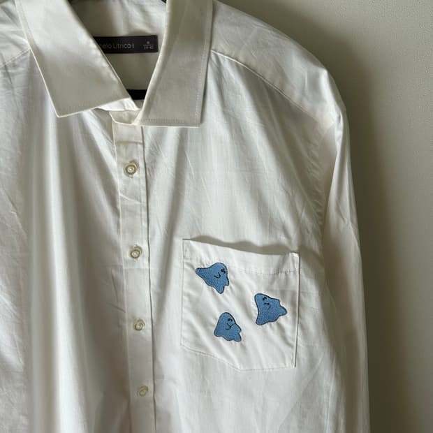 Vintage Angelo Litrico 유령 자수 셔츠