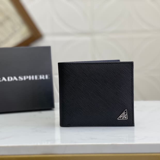 프라다 사피아노 레더 카드 홀더 블랙