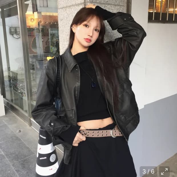 마하그리드 레더 블루종 블랙 M