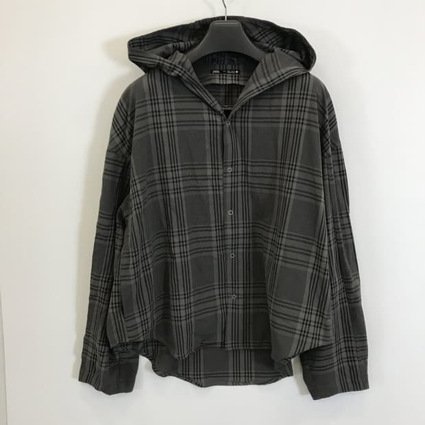 자라 ZARA 체크 후드 라이트웨이트 자켓 [L]