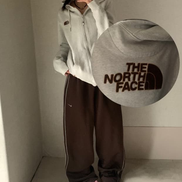 노스페이스 베이지 브라운 후드집업