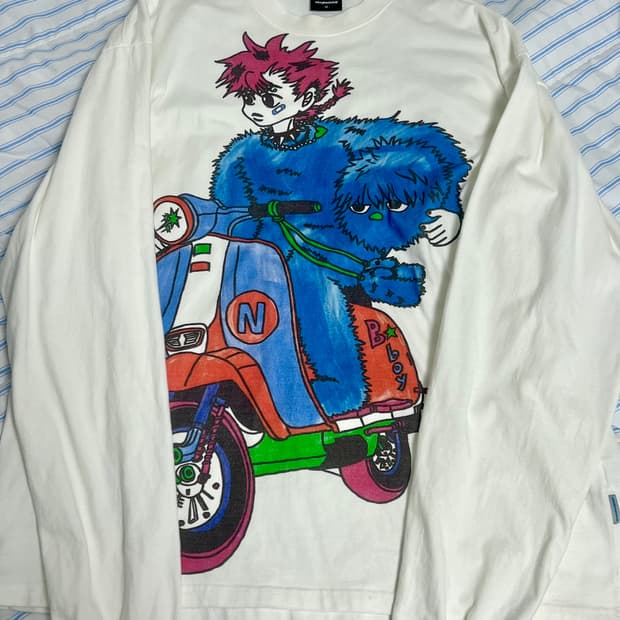 나이스고스트클럽 모토사이클 블루보이 빅빅 티셔츠 롱슬리브 긴팔티 M