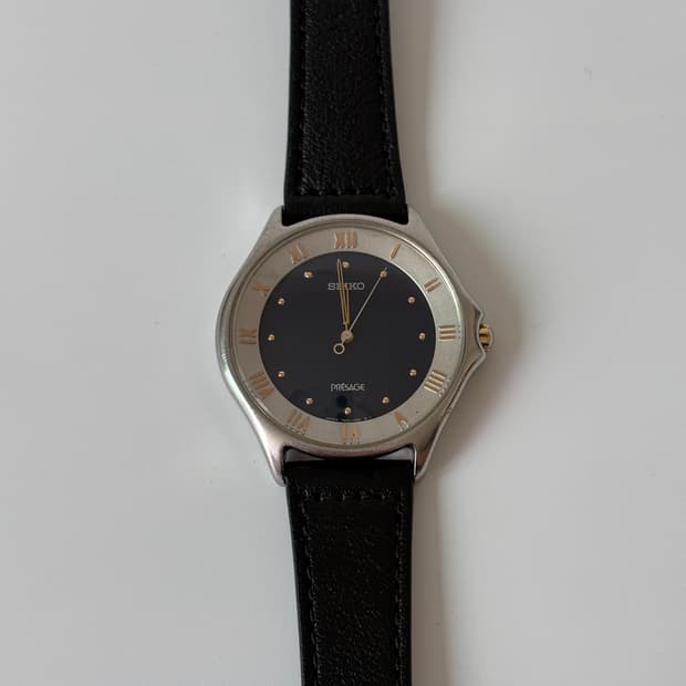 1990s Presage Navy Dial Silver Quartz