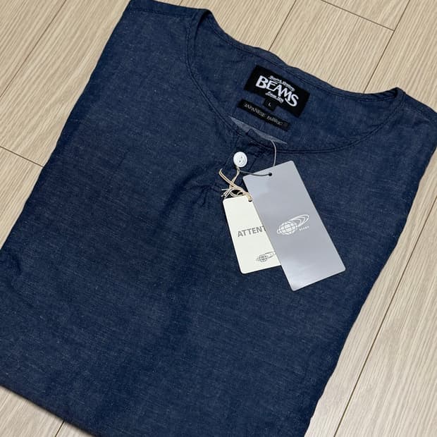 Beams Japanese Fabric 빔즈 헨리넥 인디고 셔츠