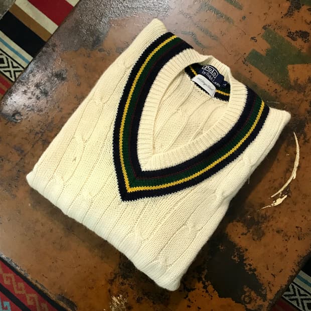 폴로랄프로렌 아이보리 버진 울 케이블 크리켓 니트 남성 105 사이즈