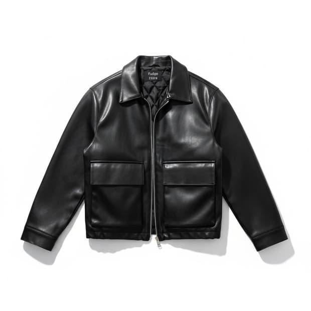 LaFudge store 블랙 레더 자켓