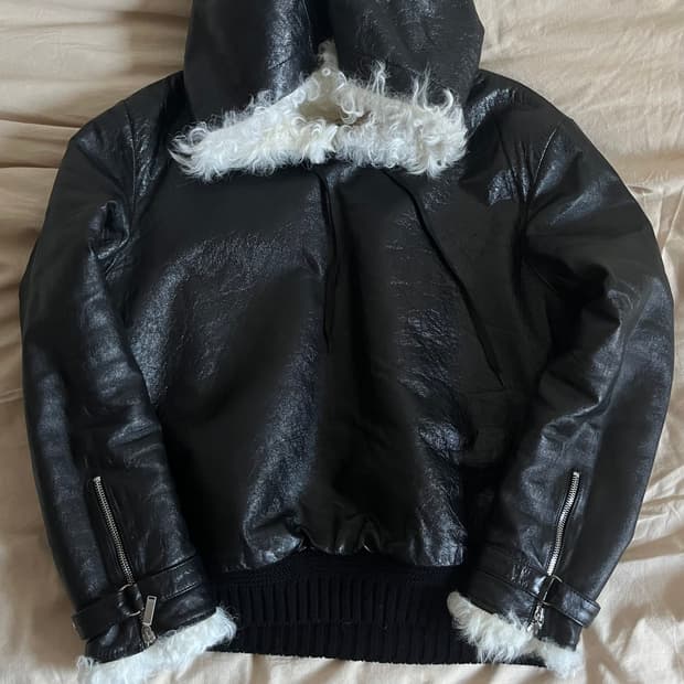 Saint Laurent Paris 17aw leather hooded