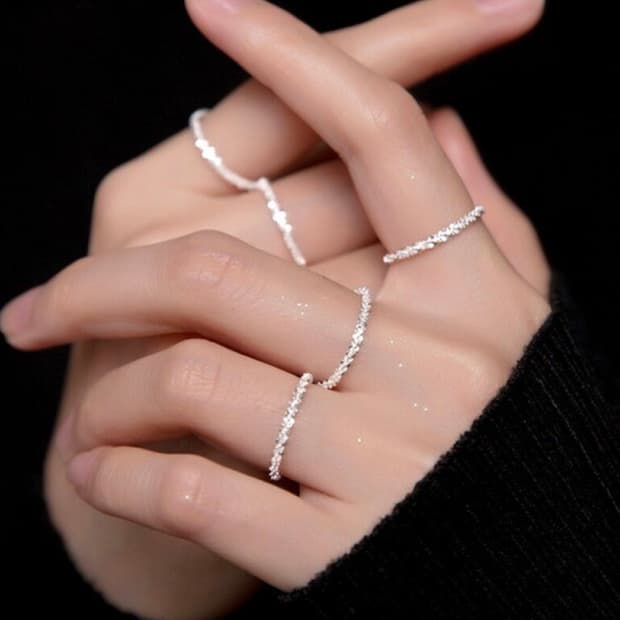 샤이니 눈꽃 신주 은도금 반지