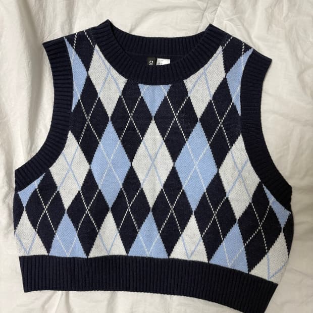 h&m 하이틴 아가일 니트 조끼