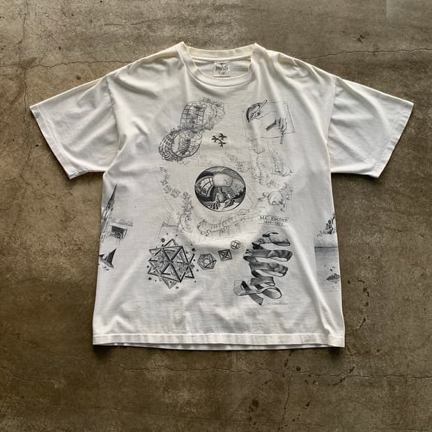 1991 M.C. Escher 아트웍 프린팅 티셔츠