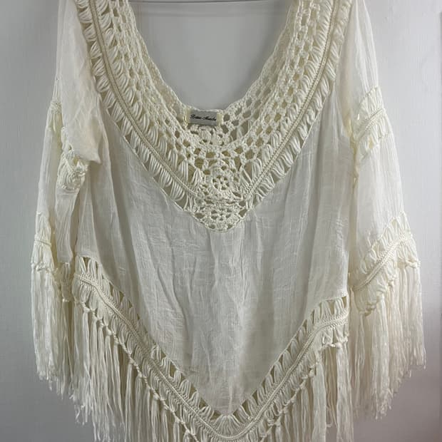 Boho White Tassel Tunic