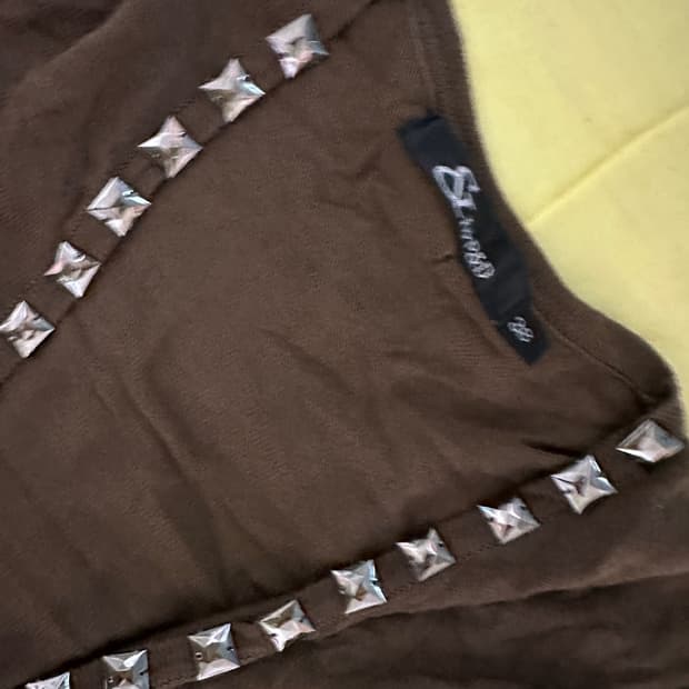 스터드 브라운 가디건 그런지 