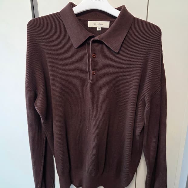 퍼스트플로어 코튼 립 폴로셔츠 브라운 48 사이즈