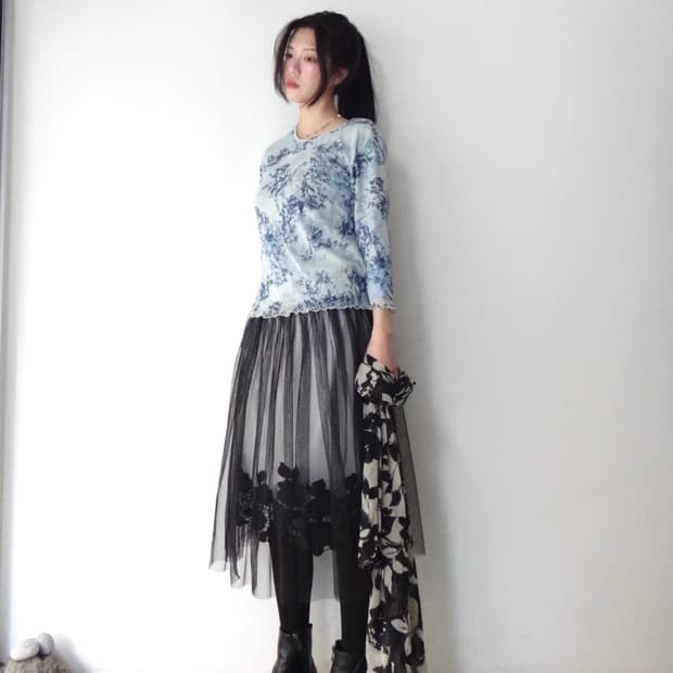 Double layer sheer twig sleeveless 