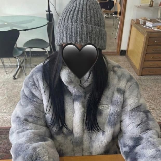 팬시클럽 퍼자켓 그레이