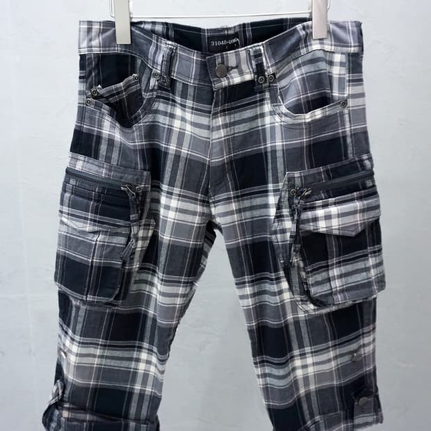 31040=UOMO 체크 7부 카코팬츠