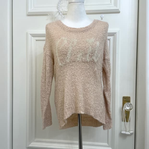 sheer coral lovely boucle knit top