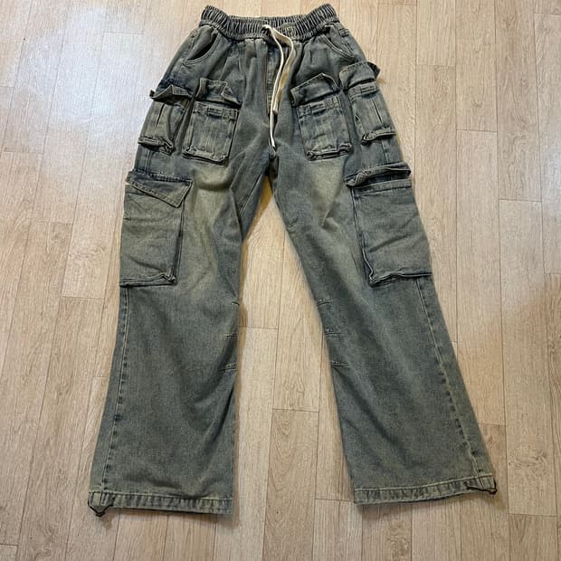 빈티지 카고포켓 와이드데님