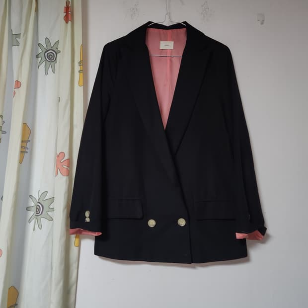 블랙 더블 버튼 케주얼 여성 자켓  F