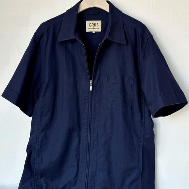 Linen cotton woven zip shirket