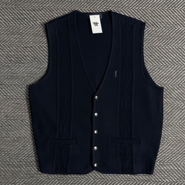 90s 입생로랑 자수로고 아카이브 조끼 가디건o 2889