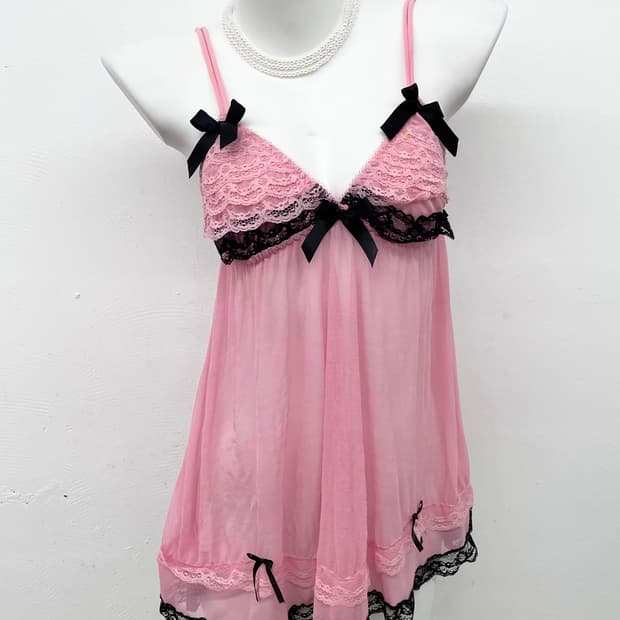 갸루 핑크 레이스 캉캉 슬립