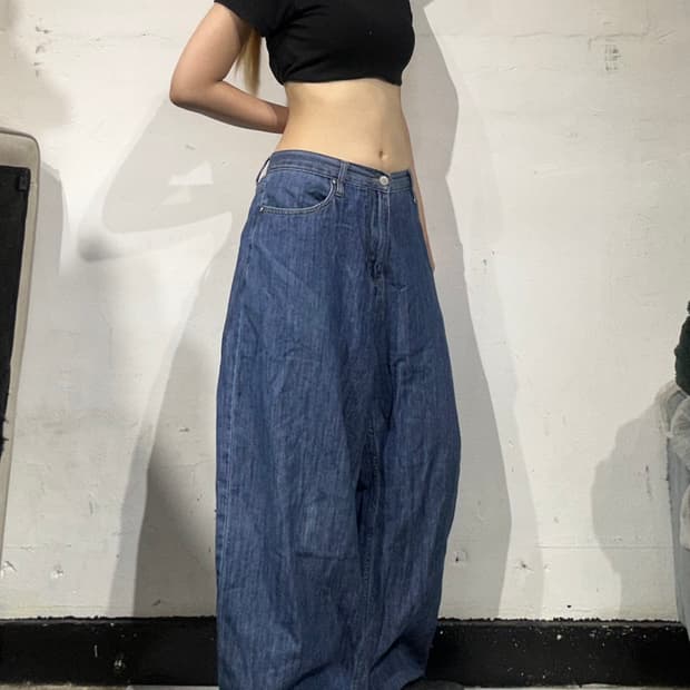 빈티지 중청 와이드 데님 팬츠 XL