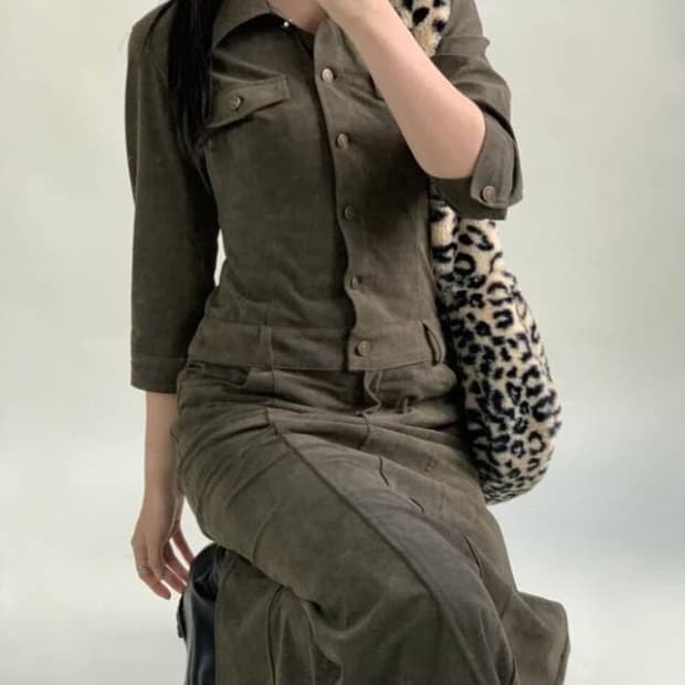 루루서울 점프수트 원피스 L 카키