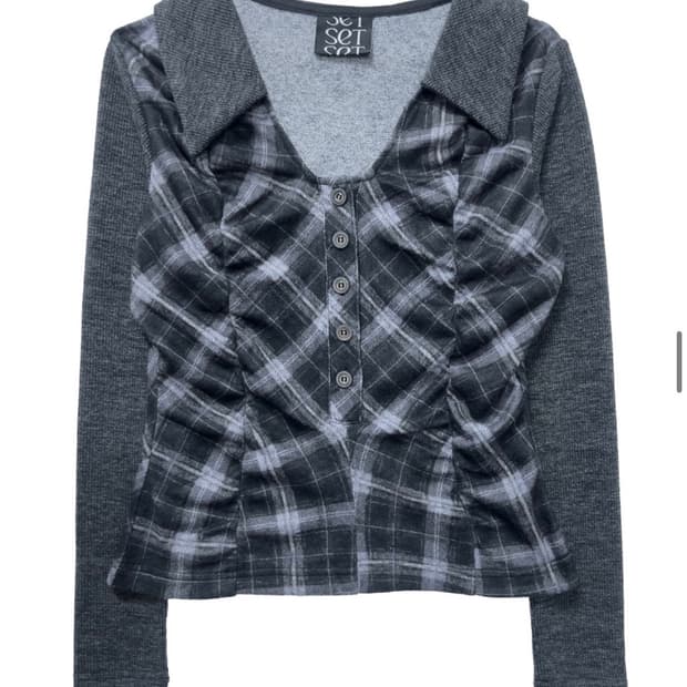 쎄쎄쎄 라비린스 체크셔링탑 차콜