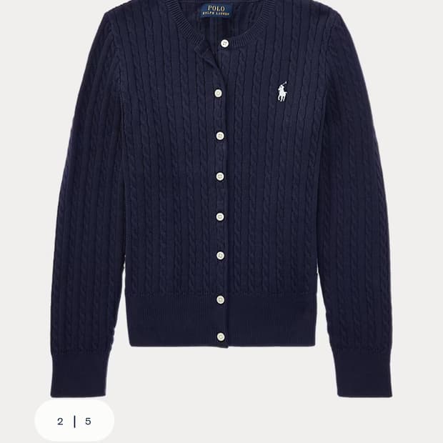 여성) 폴로 랄프로렌 신형 포니 케이블 니트 꽈배기 가디건 네이비