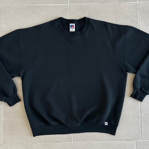 90s 빈티지 러셀 스웻셔츠 블랙 XL USA