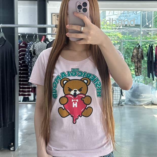 히스테릭글래머 아카이브 퍽베어 멜팅하트 반팔티 