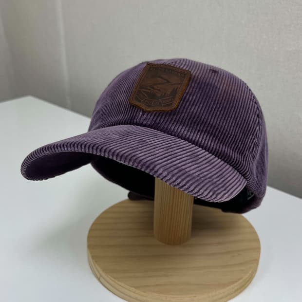 00's 폴로 랄프로렌 수어사이드 레더 쉴드와펜 퍼플 코듀로이 볼캡 모자