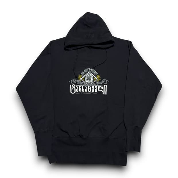 Vetements 2019 ETE 조지아 로고 블랙 후드티