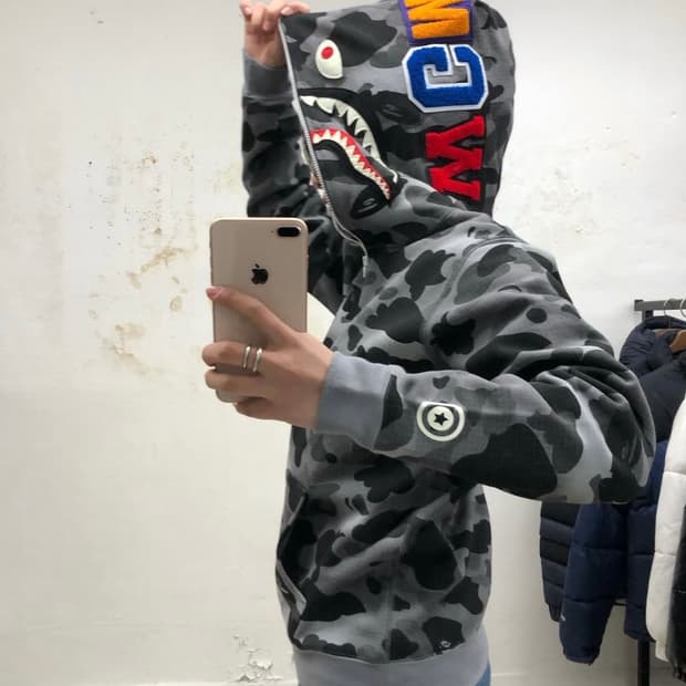 딱붙핏!! 베이프 흑계 샤크 후드 야광!