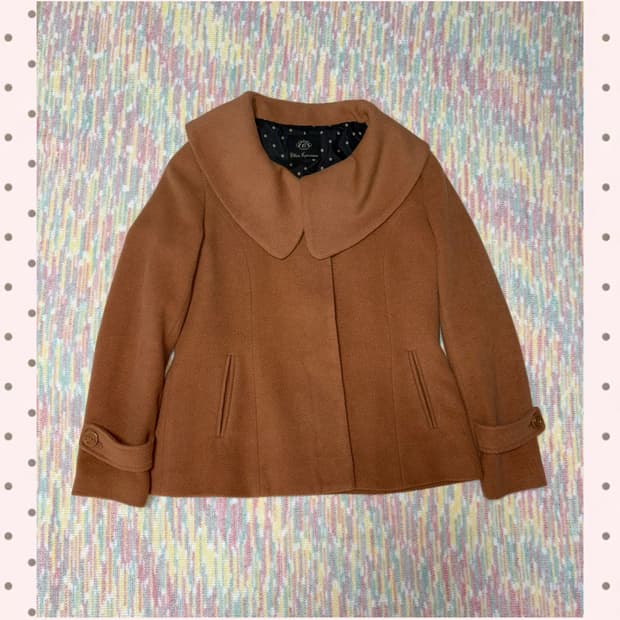 카멜브라운 카라 울혼방 숏코트