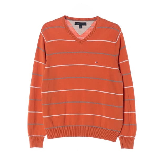 타미힐피거 브이넥 스트라이프 니트 S