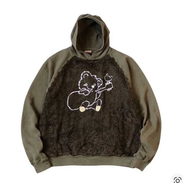 캐피탈 30 플리스 x 퍼 그리즐리 후드 스웨트셔츠 카키