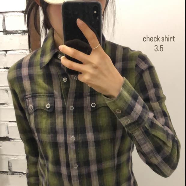 스냅 그린 체크셔츠