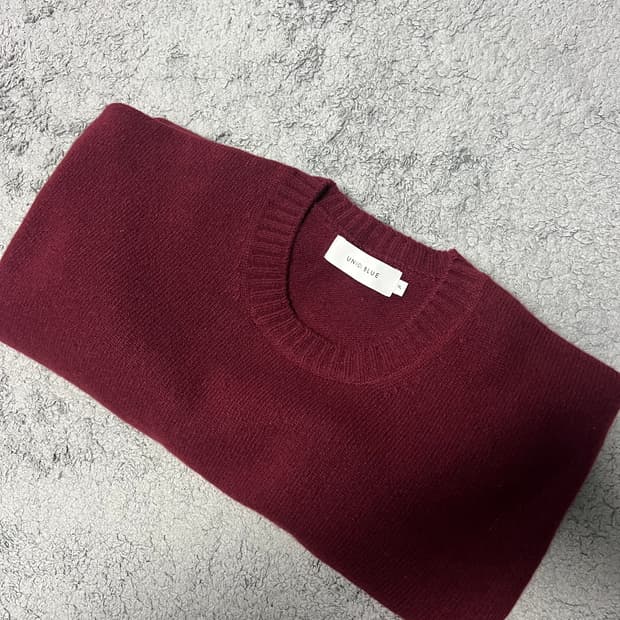 유니온블루 캐시미어 울 크루넥 니트 버건디 XL