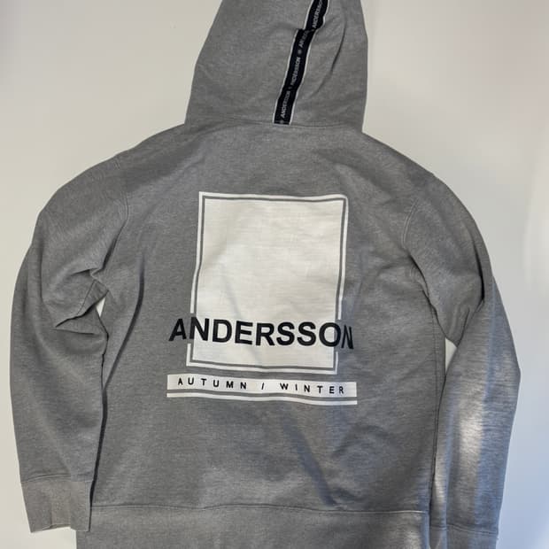 앤더슨벨 헤비 코튼 뒷 프린팅 기모 후드티 L