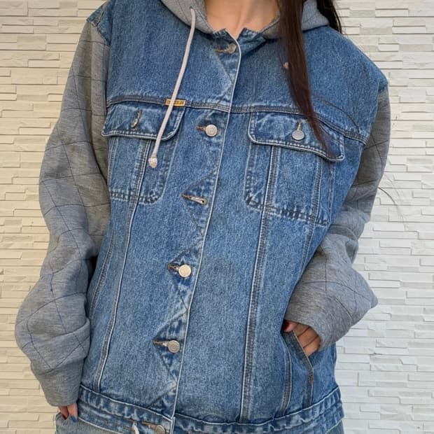 90s BOLOCO BLUES 올드스쿨 데님 후드 레이어드 자켓