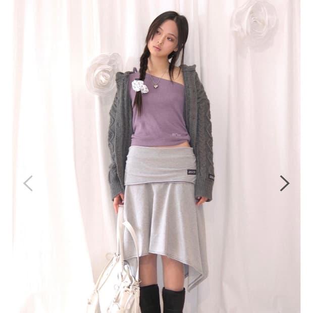 애즈온 그레이 스커트 LENA UNBALANCE SKIRT / GRAY